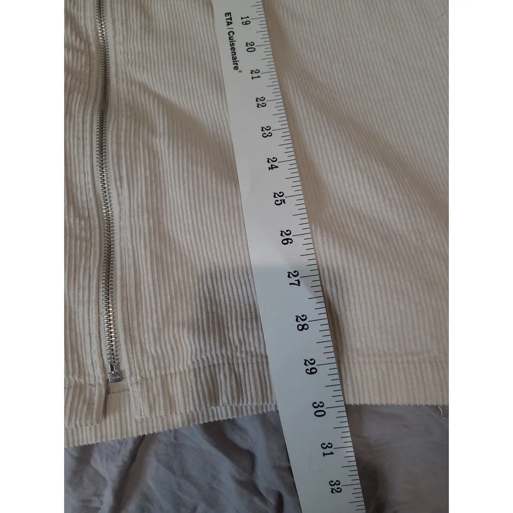 H&M Men SZ XXL Corduroy zip‎ front Shirt Jacket Ivory flap pockets preppy casual